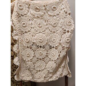 Lace Crochet Vintage Pillow Case Tan/Beige Authentic Shabby Chic Bedroom Accent